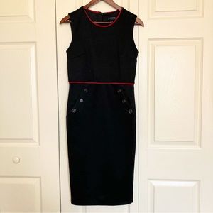 Black and Red Enfocus Studio Dress MIDI Knee Length Pencil Skirt Solid Black